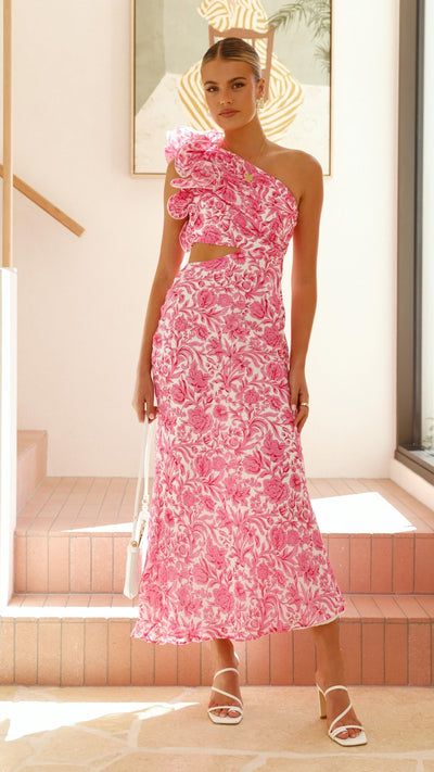 Load image into Gallery viewer, Amina Maxi Dress - Pink Floral - Billy J
