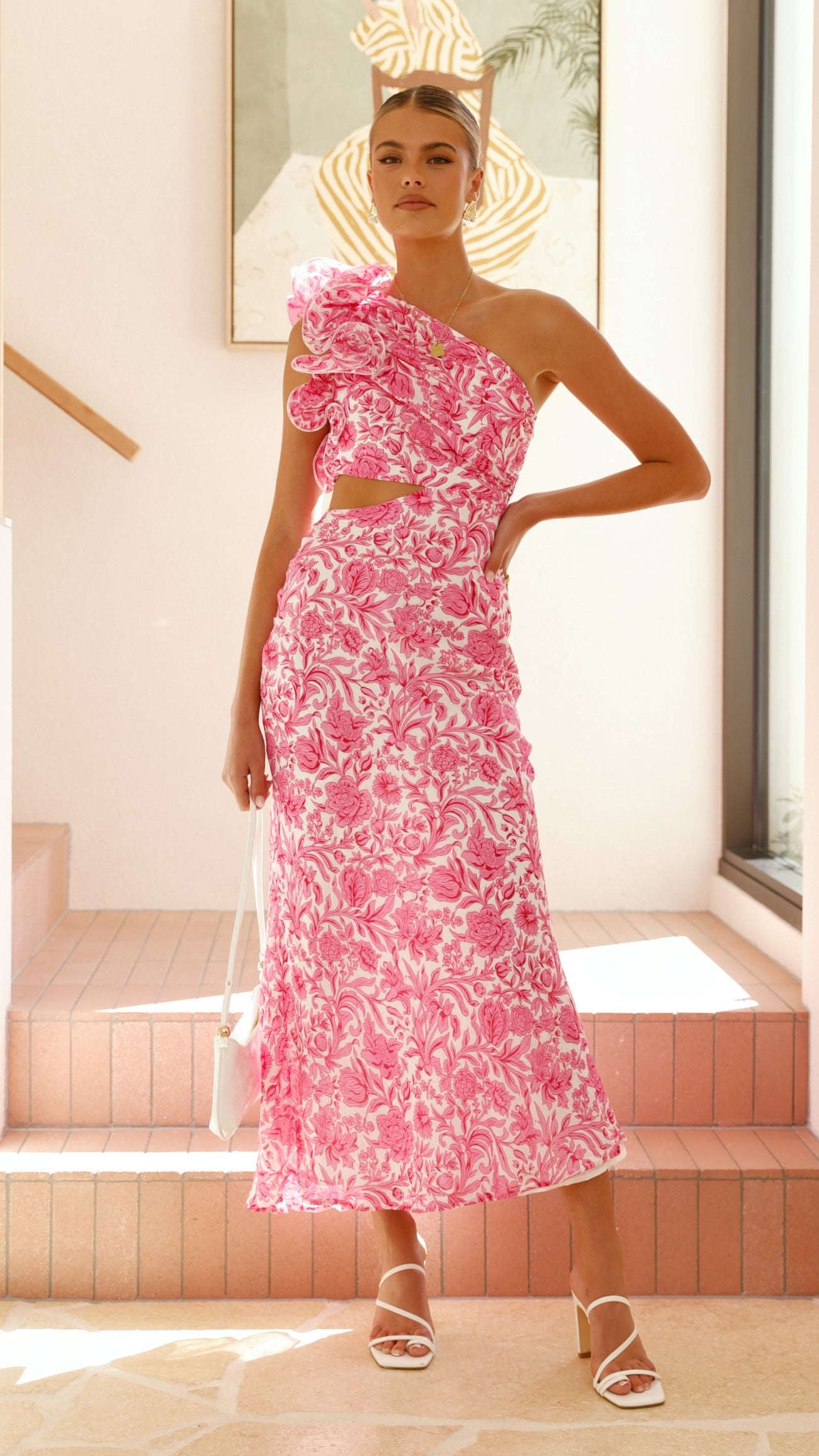 Amina Maxi Dress - Pink Floral - Billy J