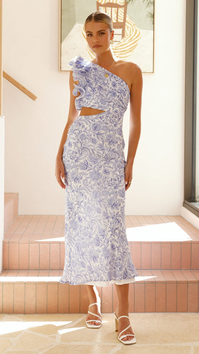 Load image into Gallery viewer, Amina Maxi Dress - Blue Floral - Billy J
