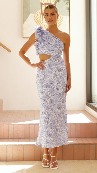 Load image into Gallery viewer, Amina Maxi Dress - Blue Floral - Billy J
