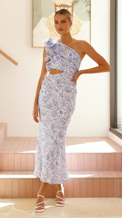 Load image into Gallery viewer, Amina Maxi Dress - Blue Floral - Billy J
