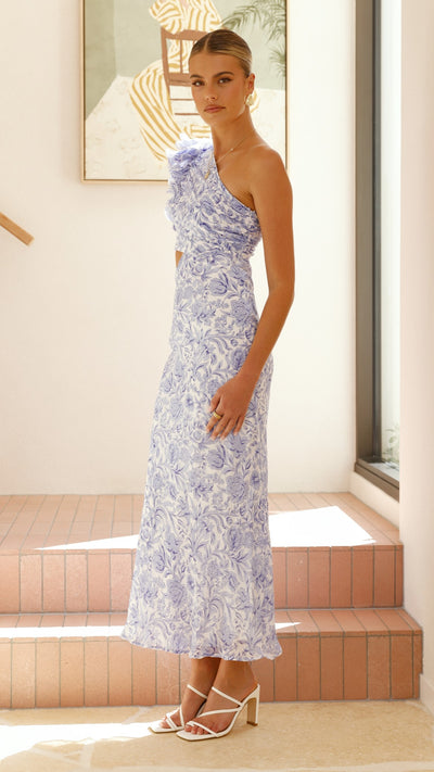 Load image into Gallery viewer, Amina Maxi Dress - Blue Floral - Billy J
