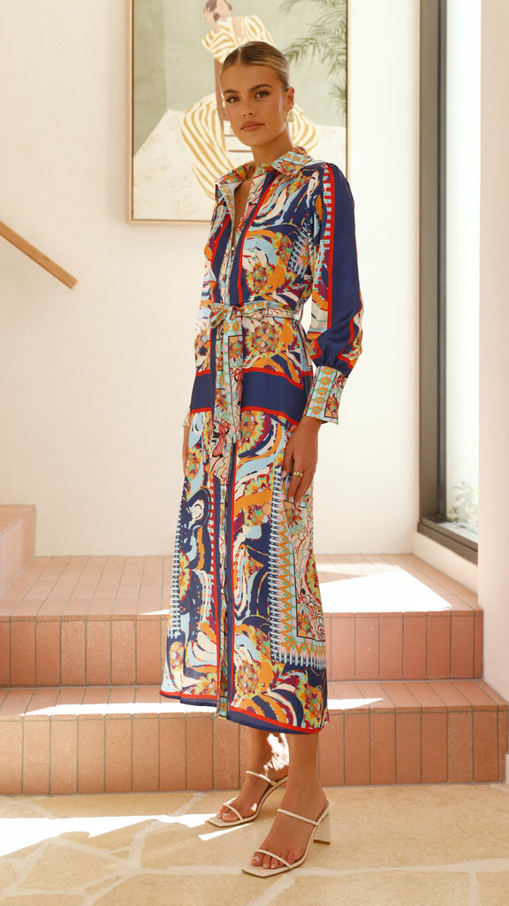 Vaike Maxi Dress - Navy Print - Billy J