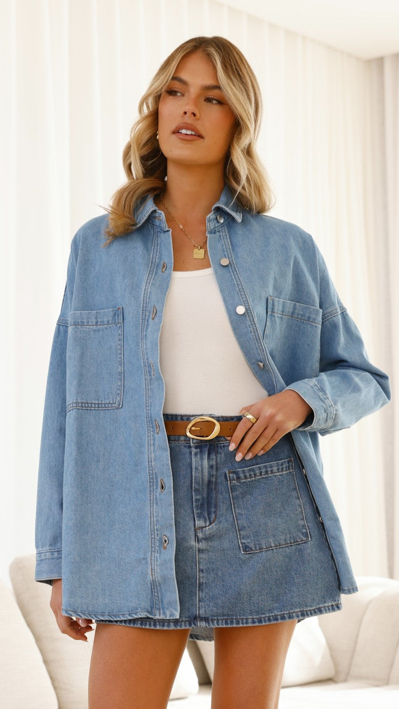 Blake Denim Shirt - Light Mid Denim - Billy J