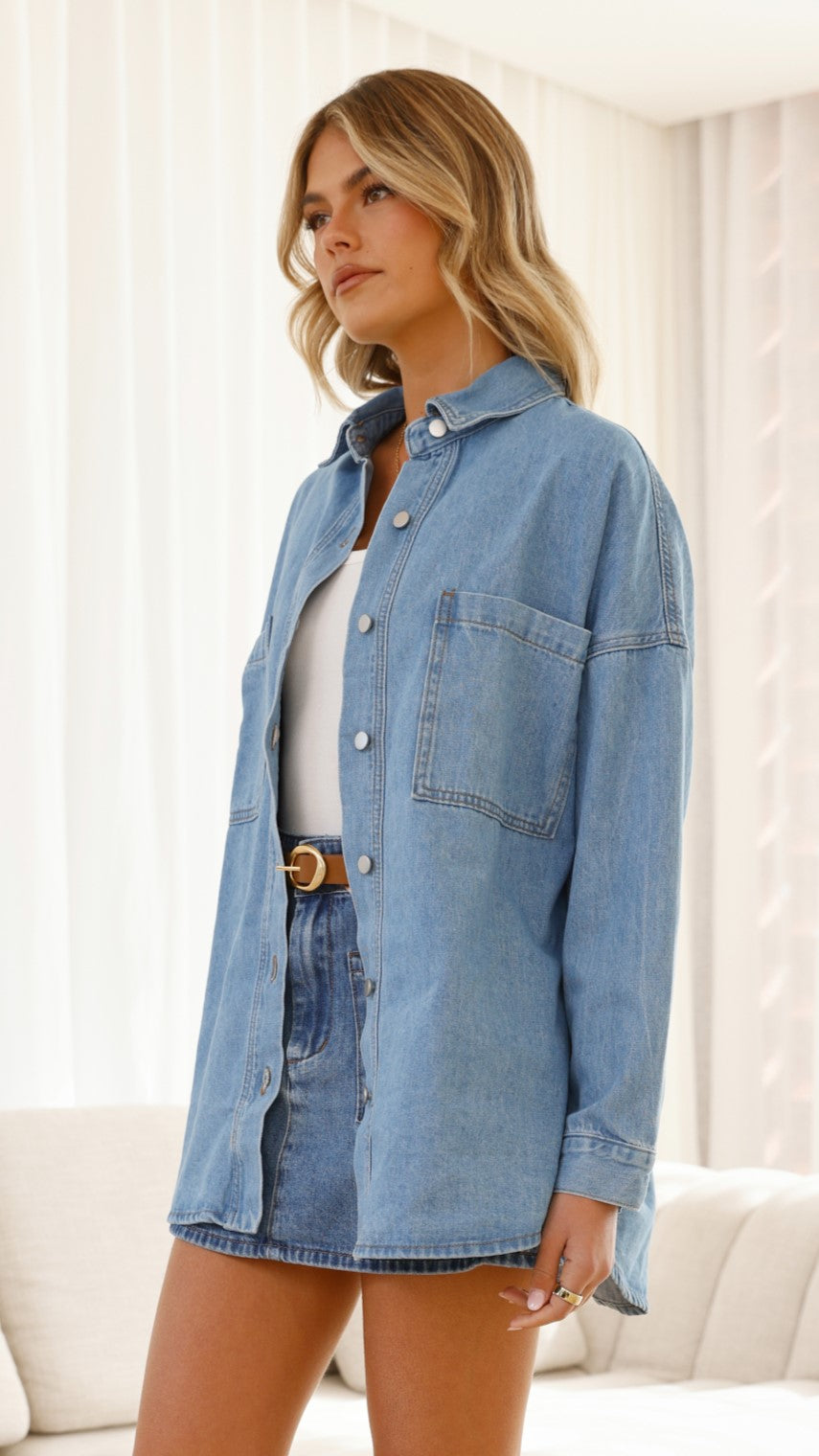 Blake Denim Shirt - Light Mid Denim - Billy J