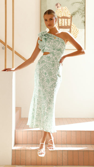 Load image into Gallery viewer, Amina Maxi Dress - Green Floral - Billy J
