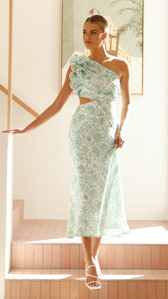 Amina Maxi Dress - Green Floral - Billy J