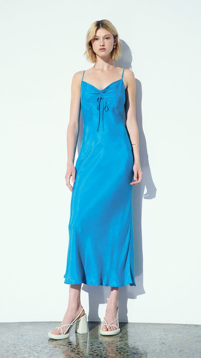 Load image into Gallery viewer, Lea Cupro Dress - Azure - Billy J
