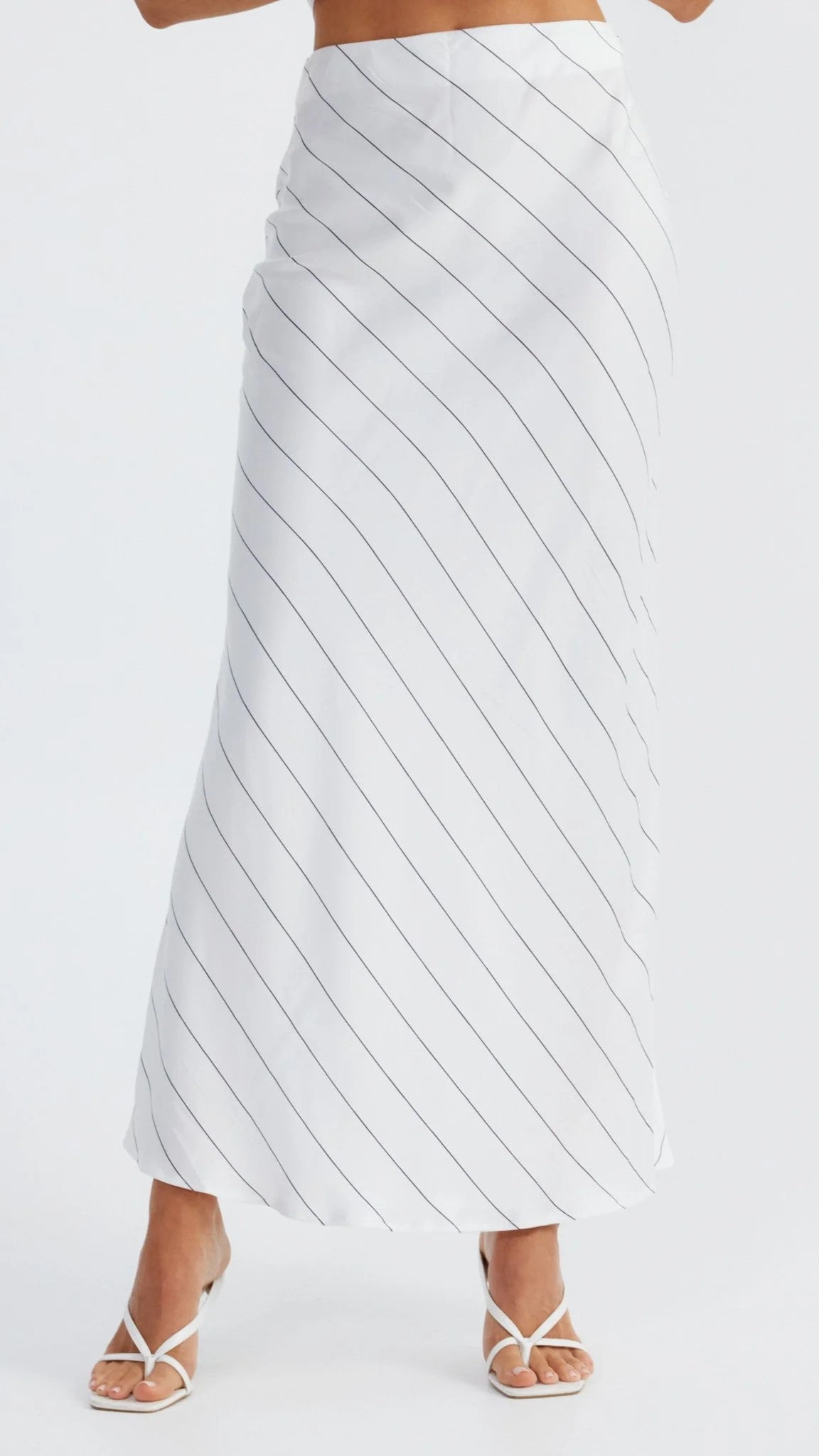 Heidi Stripe Slip Skirt - White / Black Stripe - Billy J