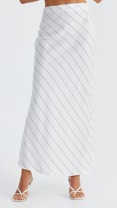 Load image into Gallery viewer, Heidi Stripe Slip Skirt - White / Black Stripe - Billy J
