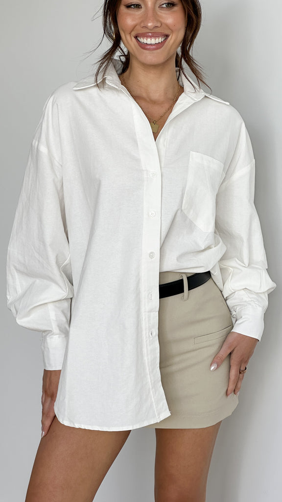 Casali Oversized Button Up Shirt - White - Billy J