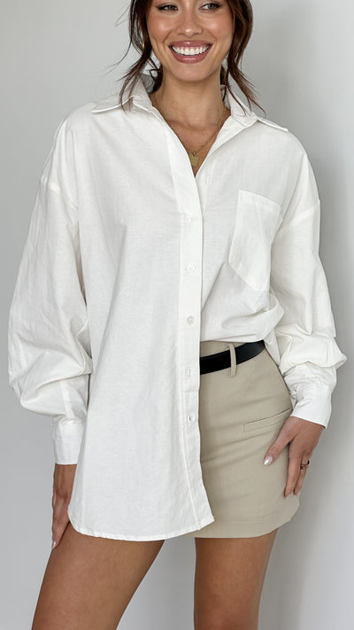 Load image into Gallery viewer, Casali Oversized Button Up Shirt - White - Billy J
