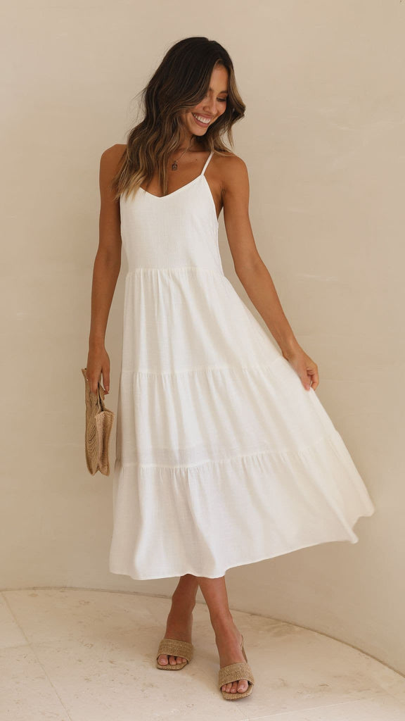 Zoey Midi Dress - White - Billy J