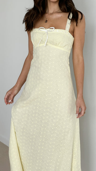 Load image into Gallery viewer, Romy Maxi Dress - Yellow / White - Billy J
