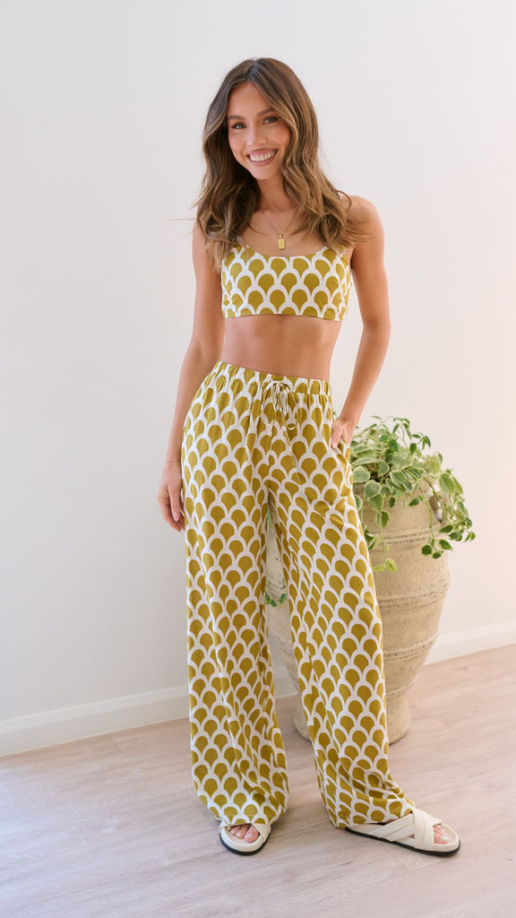 Layne Crop Top - Mustard Print - Billy J