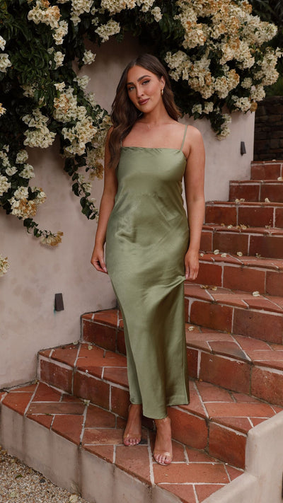 Load image into Gallery viewer, Keira Maxi Dress - Olive - Billy J
