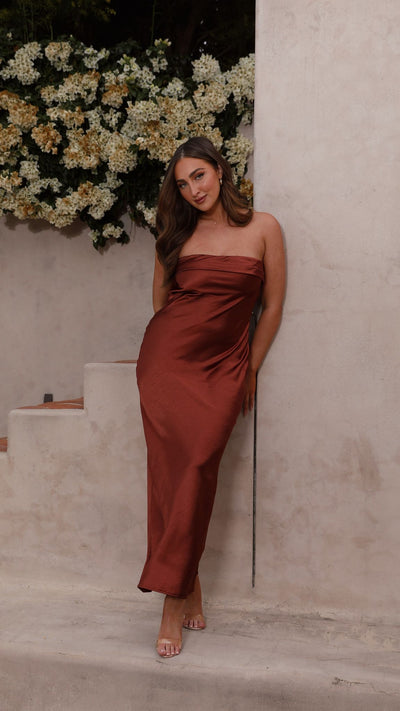 Load image into Gallery viewer, Gisele Maxi Dress - Rust - Billy J
