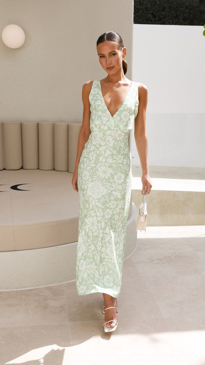 Load image into Gallery viewer, Julietta Maxi Dress - Green Floral - Billy J
