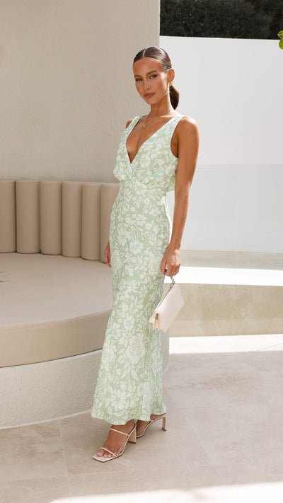 Load image into Gallery viewer, Julietta Maxi Dress - Green Floral - Billy J
