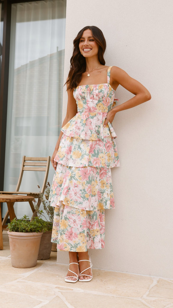 Page Maxi Dress - Blush / Yellow Floral - Billy J