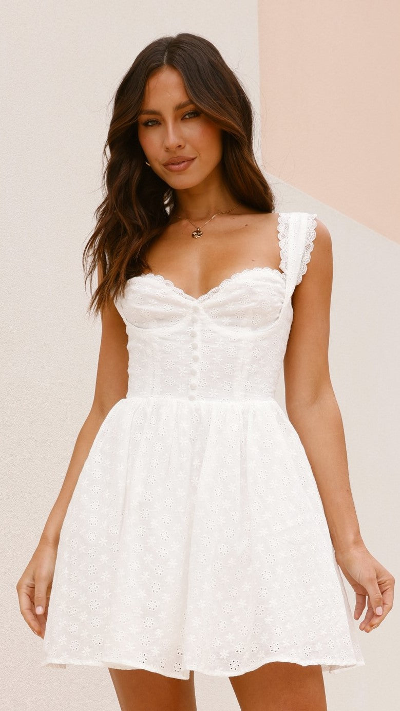 Kaiya Mini Dress - White - Billy J