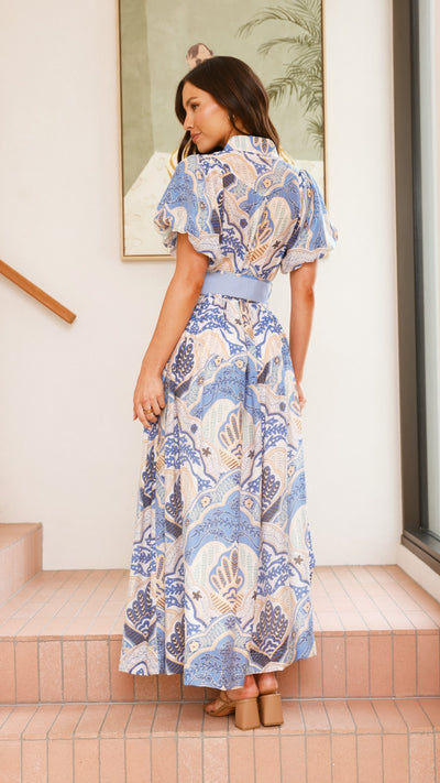 Load image into Gallery viewer, Olivie Maxi Dress - Harper Blue - Billy J
