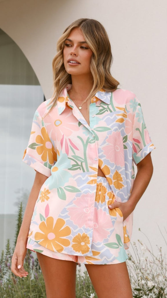 Bonnie Button Up Shirt - Blush Petal - Billy J