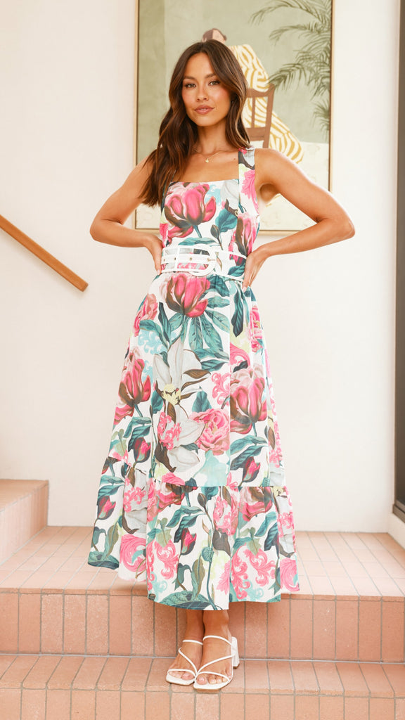 Reba Maxi Dress - Pink/Green Floral - Billy J