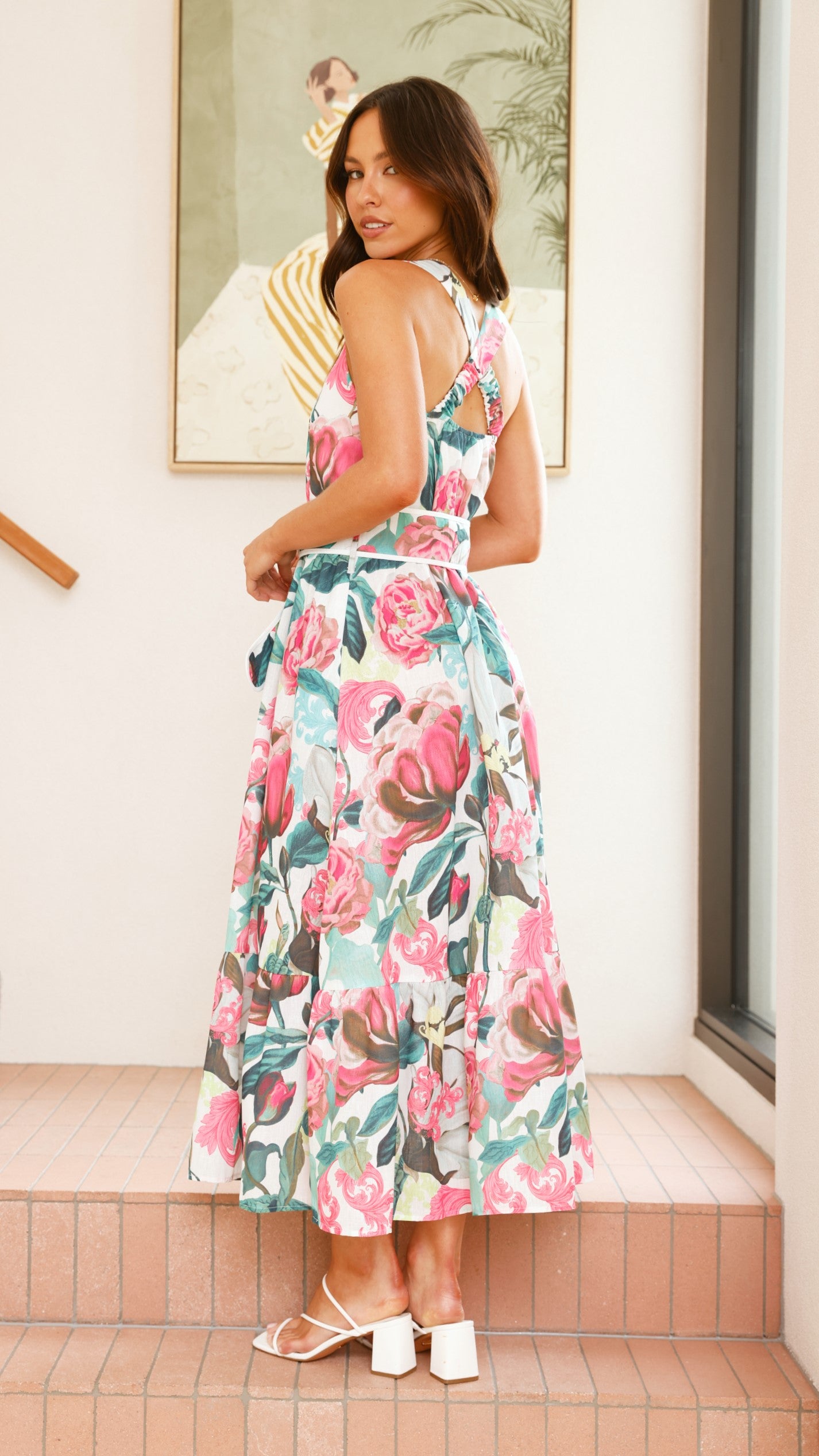 Reba Maxi Dress - Pink/Green Floral - Billy J