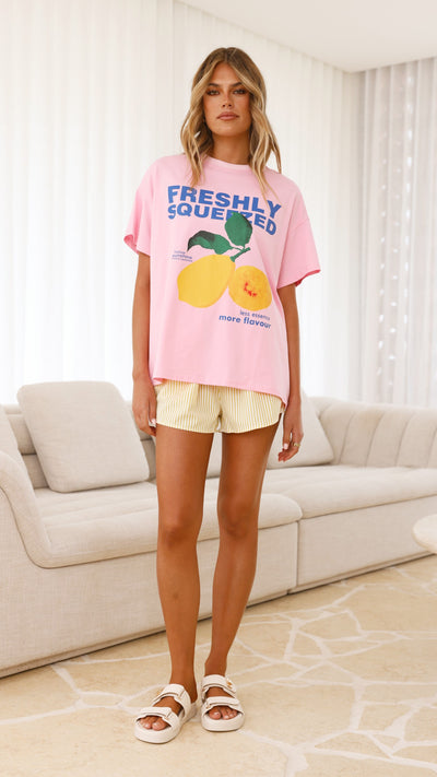 Load image into Gallery viewer, Freshly Squeezed Top &amp; Shorts Set - Pink/ Yellow - Billy J
