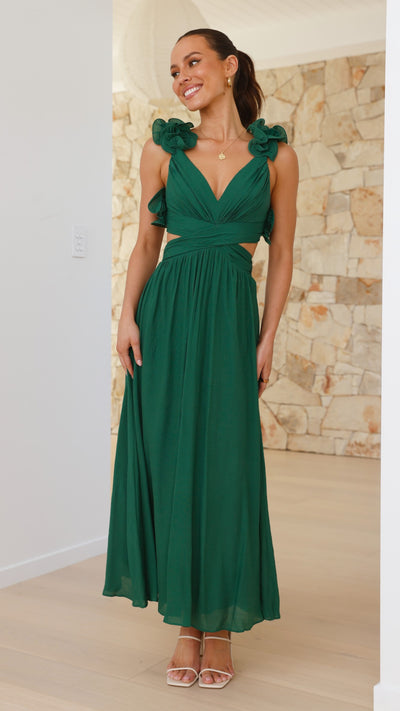 Load image into Gallery viewer, Galilhai Maxi Dress - Forest Green - Billy J
