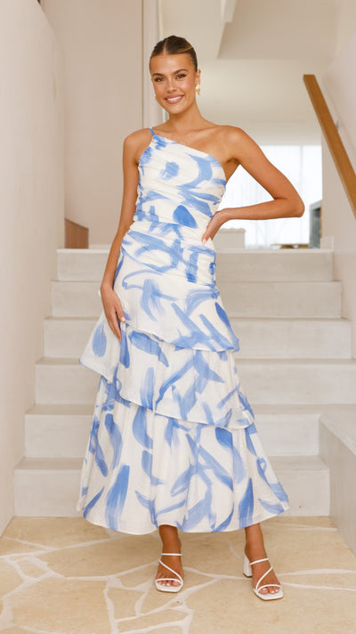 Load image into Gallery viewer, Nalani Maxi Dress - Blue Print - Billy J
