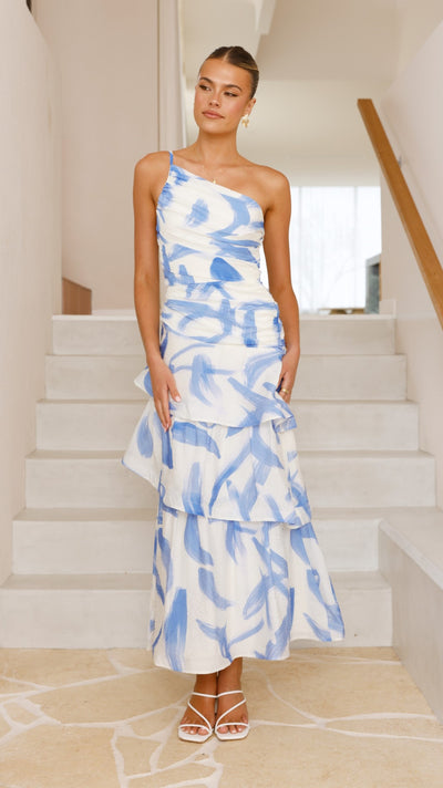 Load image into Gallery viewer, Nalani Maxi Dress - Blue Print - Billy J
