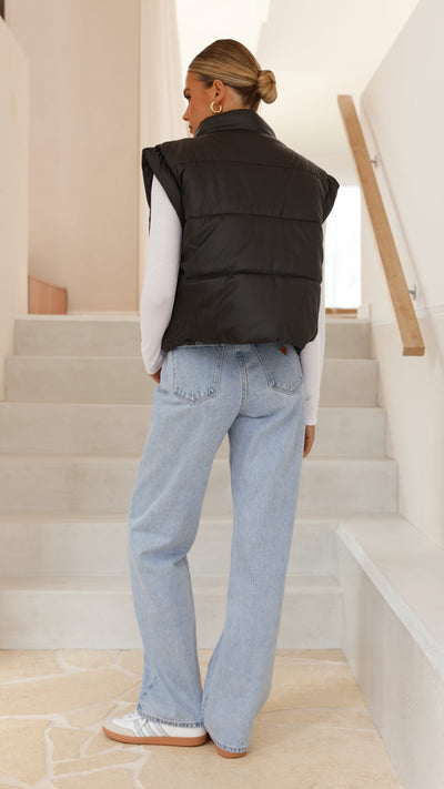 Load image into Gallery viewer, Odessa Cropped Puffer Vest - Black - Billy J
