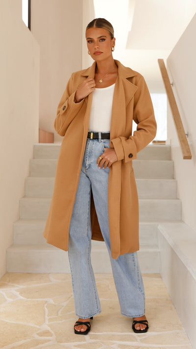 Load image into Gallery viewer, Lue Trench Coat - Camel - Billy J
