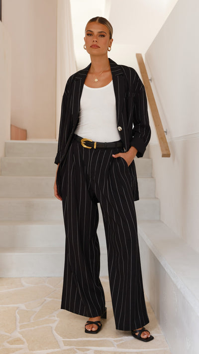 Load image into Gallery viewer, Thea Pants - Black Pinstripe - Billy J
