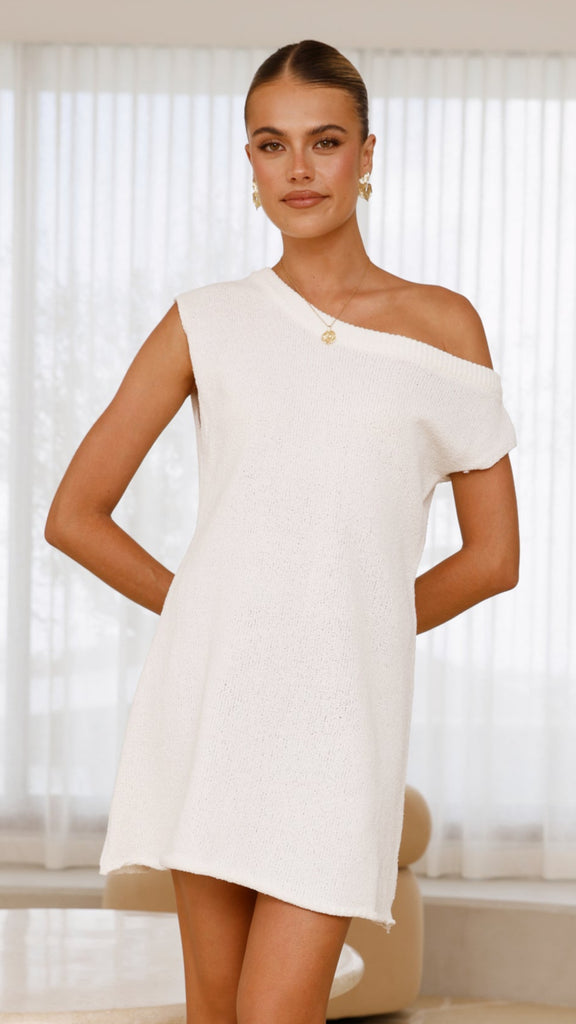 Robin Off Shoulder Mini Dress - White - Billy J