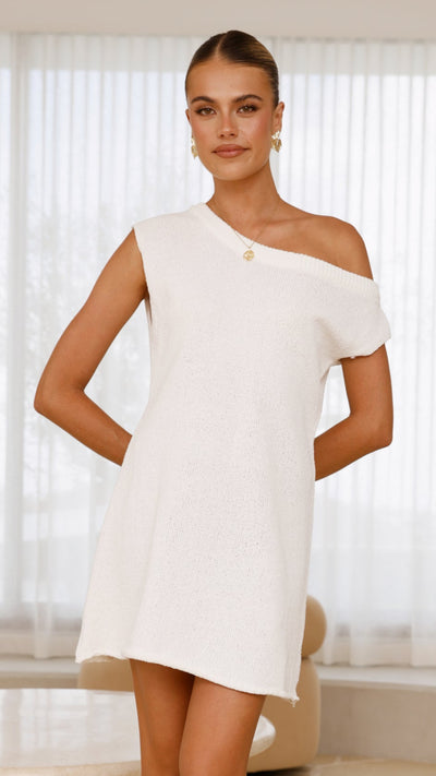 Load image into Gallery viewer, Robin Off Shoulder Mini Dress - White - Billy J
