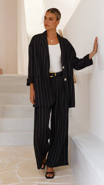 Load image into Gallery viewer, Thea Pants - Black Pinstripe - Billy J
