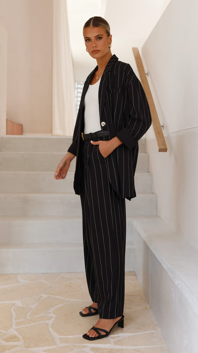 Load image into Gallery viewer, Thea Pants - Black Pinstripe - Billy J
