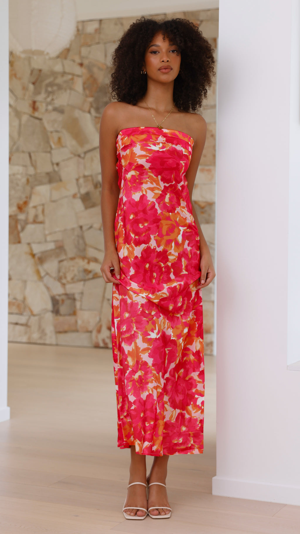 Miya Maxi Dress - Pink/Red Floral - Billy J