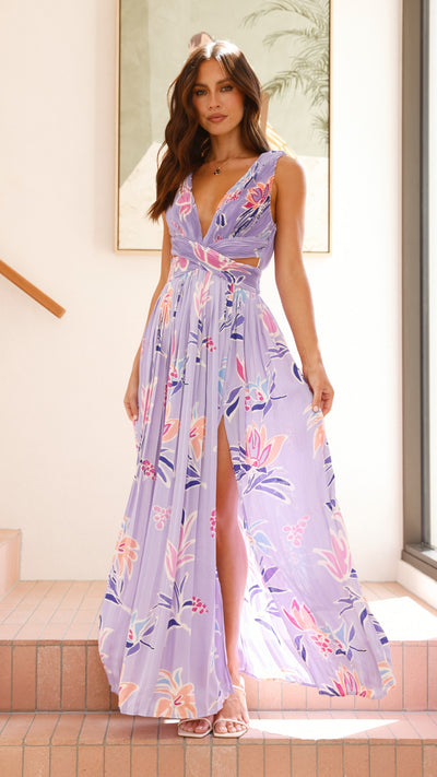 Load image into Gallery viewer, Anita Maxi Dress - Lilac Floral - Billy J
