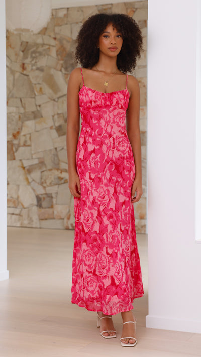 Load image into Gallery viewer, Margie Midi Dress - Pink Floral - Billy J
