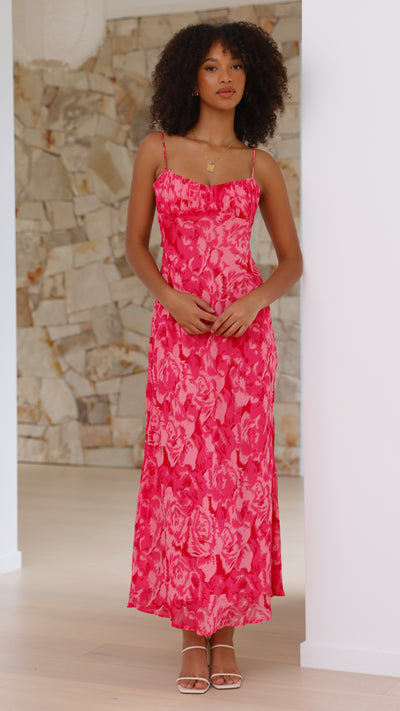 Load image into Gallery viewer, Margie Midi Dress - Pink Floral - Billy J
