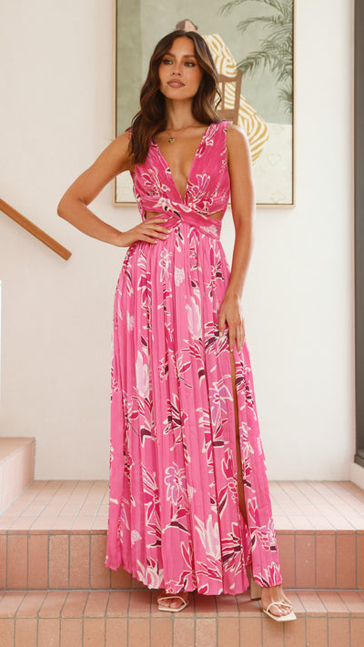 Load image into Gallery viewer, Anita Maxi Dress - Pink Floral - Billy J
