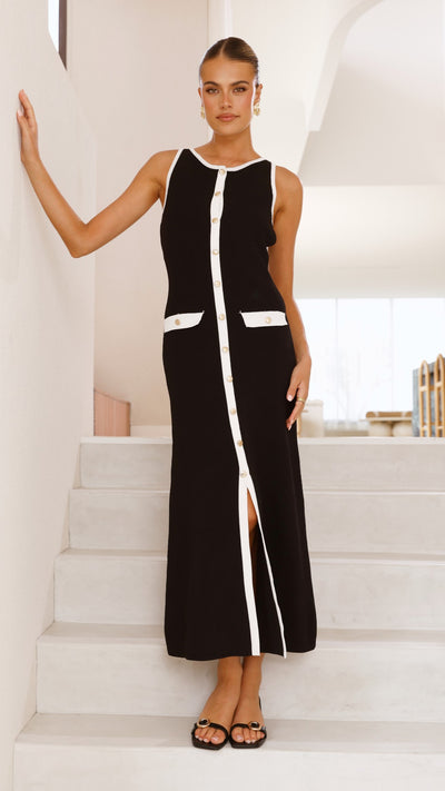 Load image into Gallery viewer, Antoinette Maxi Dress - Black/White - Billy J
