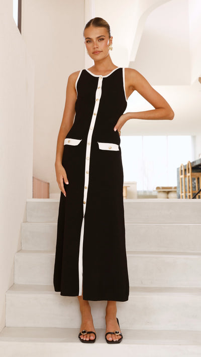 Load image into Gallery viewer, Antoinette Maxi Dress - Black/White - Billy J
