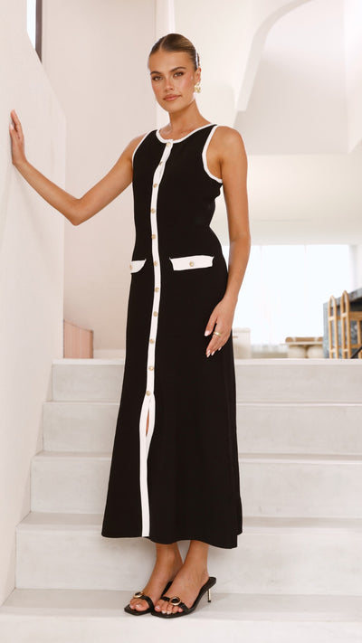 Load image into Gallery viewer, Antoinette Maxi Dress - Black/White - Billy J
