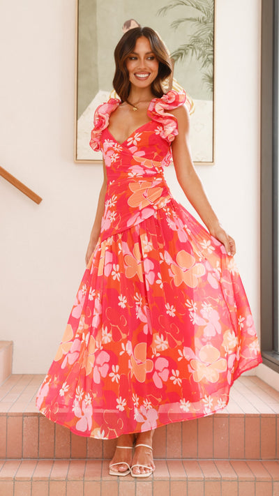 Load image into Gallery viewer, Alma Maxi Dress - Blood Orange - Billy J
