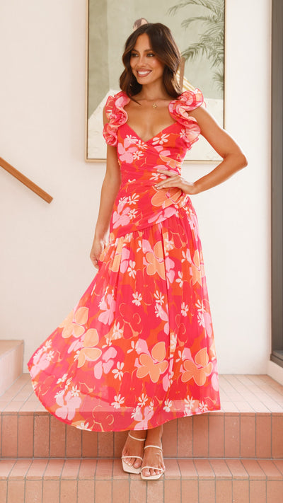 Load image into Gallery viewer, Alma Maxi Dress - Blood Orange - Billy J
